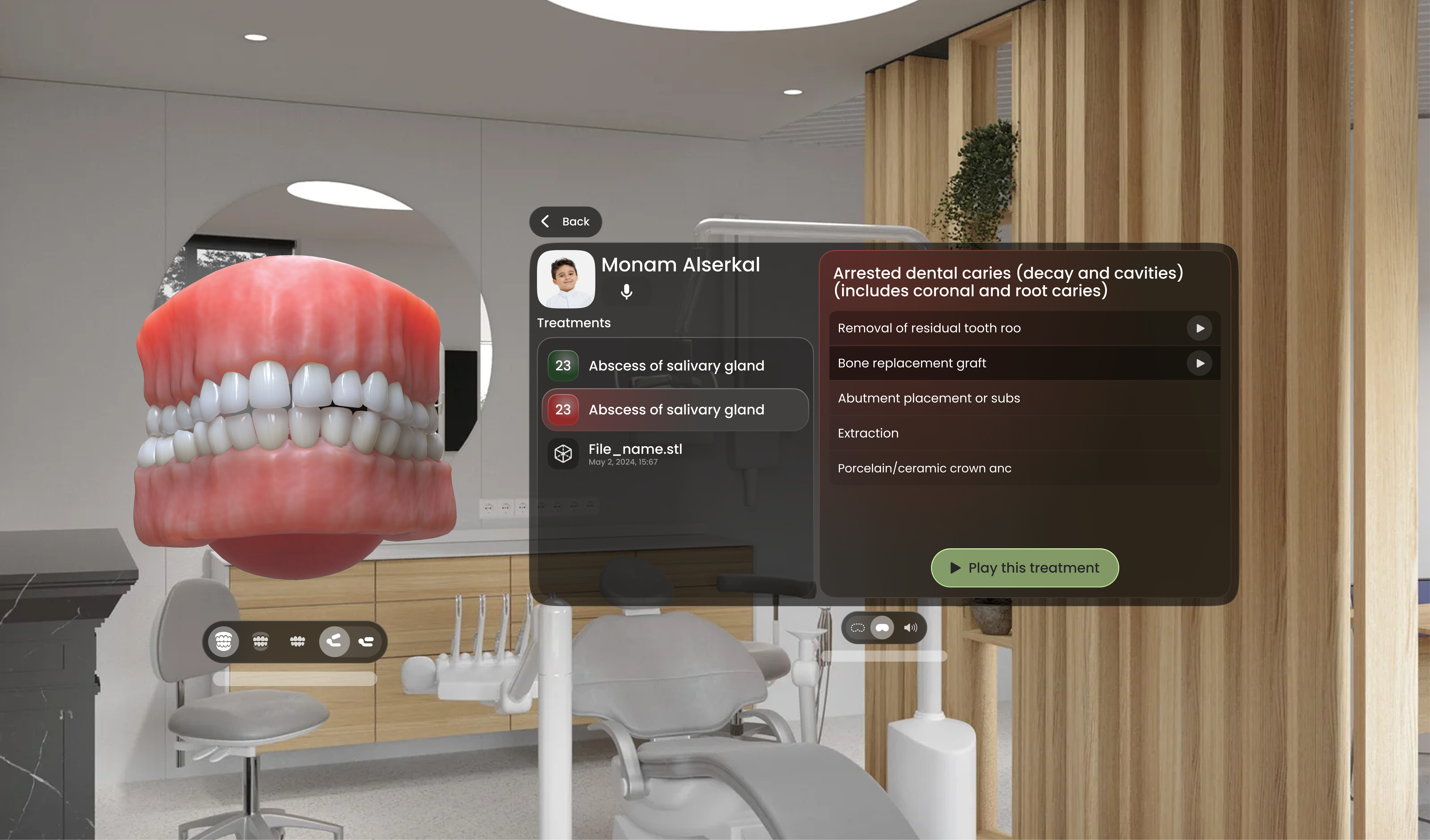 Dentaverse — patient treatment VR view